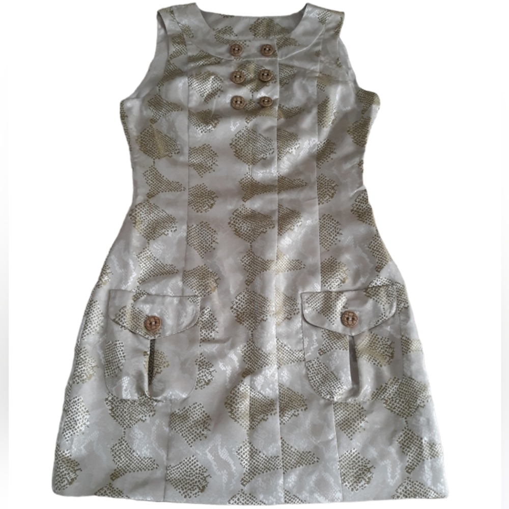 Samuel Dong Large Sleeveless Metallic Foil Snakeskin Print Dress